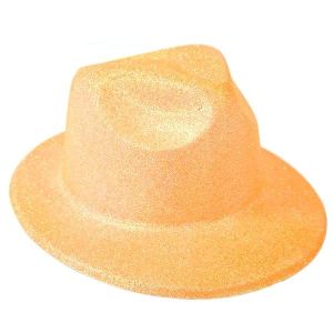 Orange Glitzy Plastic Gangster Hat