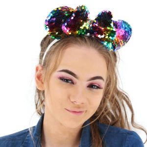 Glitzy Reversible Sequin Mouse Style Ears and Bow – Various Colours