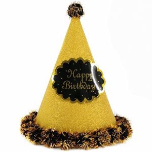 Gold Glitter ‘Happy Birthday’ Paper Hat