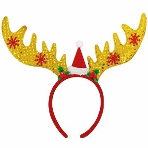 Gold Glitzy Reindeer Antlers Christmas Headband
