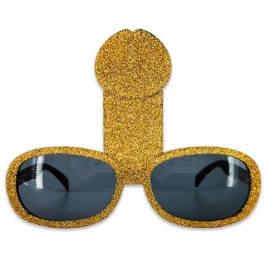 Gold Glitzy Willy Funny Novelty Sunglasses