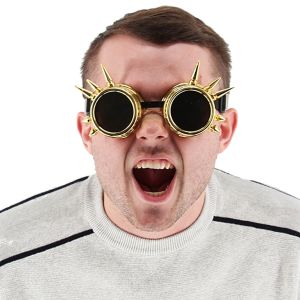 Gold Spiked Steampunk Style Goggles