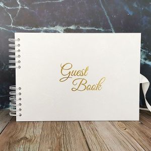 Good Size Rose Patterned Guestbook with Golden ‘Guest Book’ Message With Plain Pages 