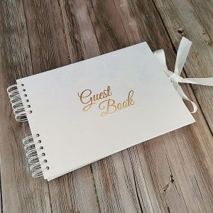 Good Size Rose Patterned Guestbook with Golden ‘Guest Book’ Message With Plain Pages 