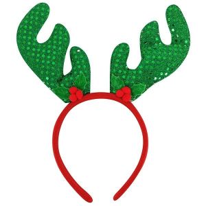 Green Sequin Deer Antlers Christmas Headband