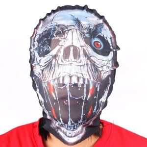 Skeleton Morph Mask Full Head Sock Halloween Fancy Dress Costume 