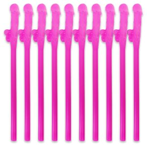Willy Straw Hot Pink (10 Pack)