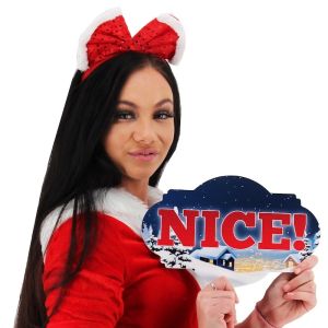 I Love Xmas & ‘Nice’, Double-Sided Xmas Photo Booth Word Board Signs
