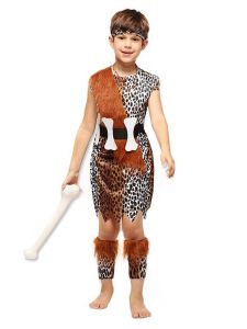 Kids Leopard Print Caveman Fancy Dress Costume