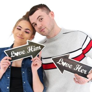 ‘Love Her’ Arrow UV Printed Word Board Photo Booth Sign Prop