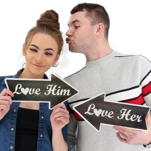 ‘Love Her’ Rustic Arrow Word Board Photo Booth Prop