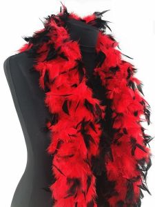 Luxury Red Feather Boa with Black Tips 80g -180cm