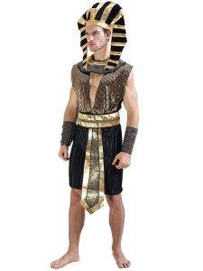 Male Luxury Black & Gold Egyptian Pharaoh Fancy Dress Costume – One Size