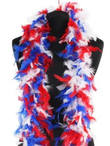 Luxury Mixed Blue, White & Red Feather Boa – 80g -180cm
