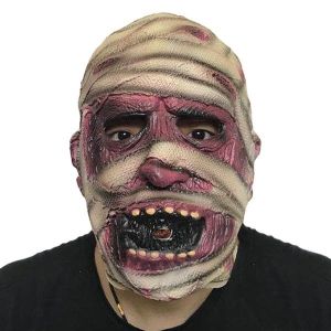 Scary Rotting Mummy Head Mask Halloween Fancy Dress Costume 