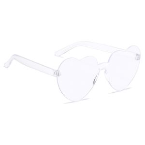Heart Shaped Frameless Transparent Party Glasses -White Clear