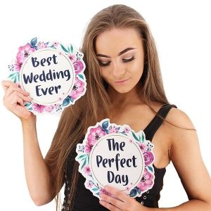 Pack of 6 Flower Wreath Wedding Word Props Multi Pack