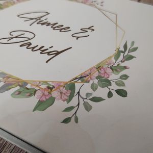 CUSTOM Cherry Blossom Gold Frame Guestbook with Different Page Style Options 