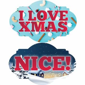 I Love Xmas & ‘Nice’, Double-Sided Xmas Photo Booth Word Board Signs