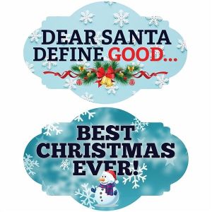 Dear Santa Define Good & Best Christmas Ever, Double-Sided Xmas Photo Booth Word Board Signs