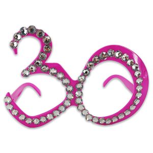 Number-shaped Milestone 30th Birthday Diamante Glasses In Pink