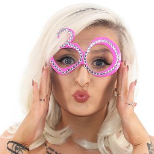 Number-shaped Milestone 30th Birthday Diamante Glasses In Pink