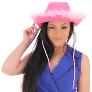 Pink Cowboy Hat with Feathers