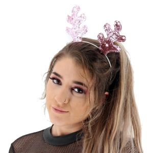 Light Pink Glitter Deer Antlers Christmas Headband