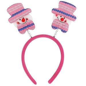 Pink Snowman Christmas Head Bopper Headband