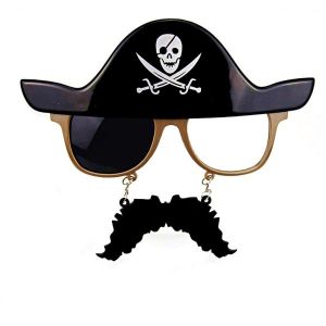 Skull & Crossbones, Pirate, Eye Patch Glasses With Moustache