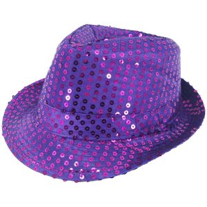 purple sequin gangster hat