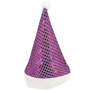 Purple Sequin Santa Christmas Hat 
