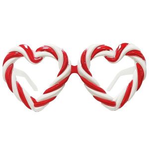 Red and White Candy Cane Heart Sweet Frame Christmas Glasses