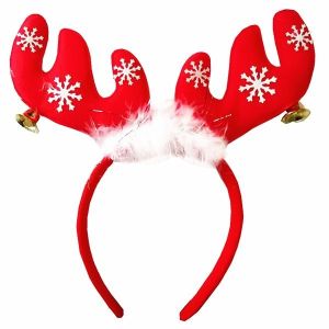 Red Fur Reindeer Antlers Christmas Headband