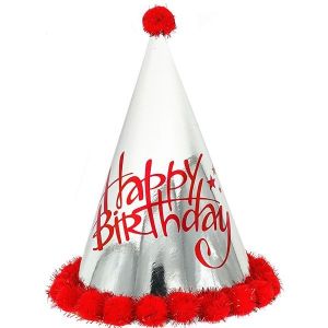 Red & Silver Holographic ‘Happy Birthday’ Paper Hat