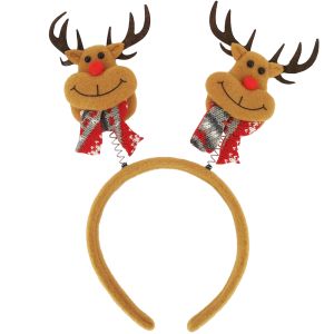Reindeer With Red Scarf Christmas Bopper Headband