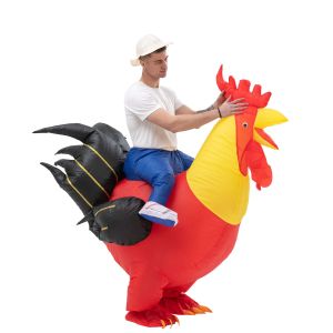Rooster Ride Inflatable Joke Chicken Ride Illusion Fancy Dress Costume