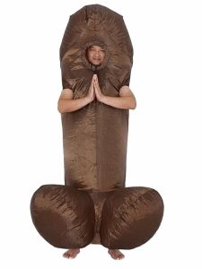 Rude Giant Willy Inflatable Fancy Dress Costume - Brown