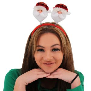 Santa With Tartan Hat Christmas Bopper Headband