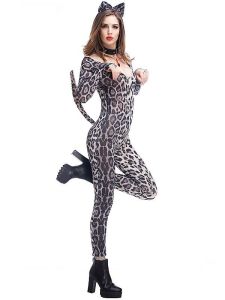 Sexy Leopard Print Jumpsuit Fancy Dress Costume – UK 8-10