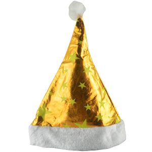 Shiny Gold Christmas Santa Hat with Stars