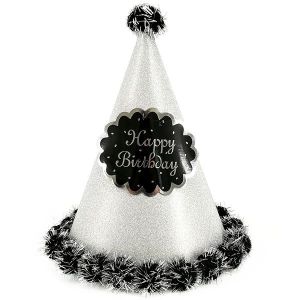 Silver Glitter ‘Happy Birthday’ Paper Hat