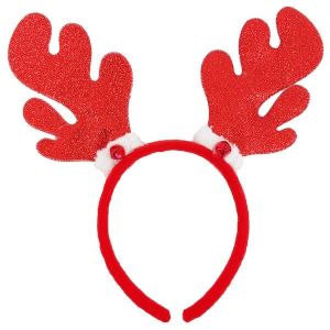 Sparkly Glitter Red Reindeer Antlers Headband 