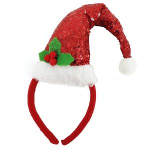 Sparkly Sequined Red Santa Hat Headband 