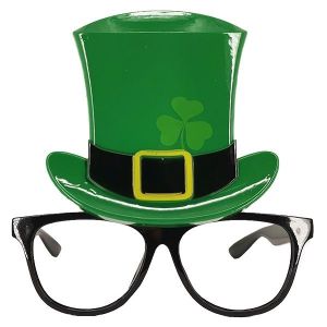 St Patricks Day Leprechaun Green Hat and Shamrock Glasses 