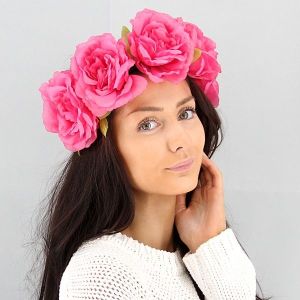 Stunning Rose Pink Garland Flower Headband 