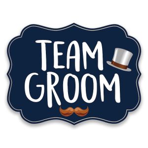 'Team Groom' Vintage UV Printed Word Board Photo Booth Sign Prop