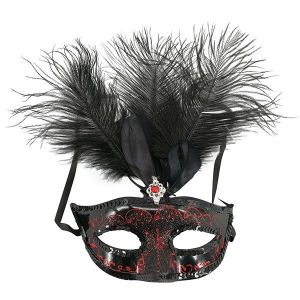Ultimate Feathered Burlesque Masquerade Mask in Black   