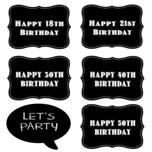 Vintage Birthday Photo Booth Prop Pack of 6