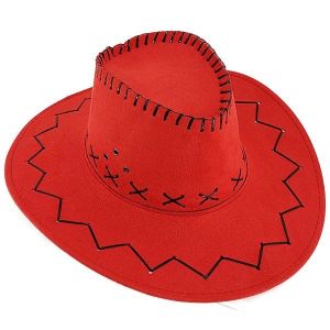 Watermelon Red Suede Effect Cowboy Hat 
